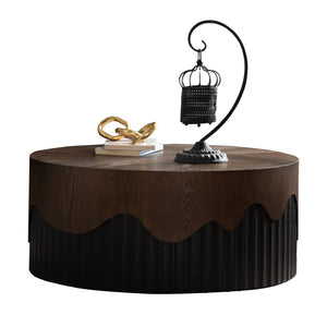 30.31" Round Coffee Table - Handcrafted Wooden Tea Table
