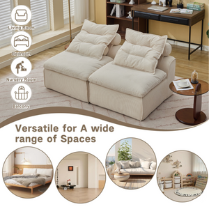 Modular Sofa with Neck and Lumbar Pillows - 2 Seats