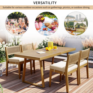 U_Style Multi-Person Outdoor Acacia Wood Dining Table and Chair Set