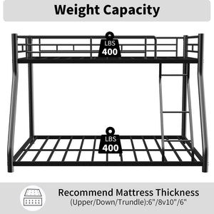 Bunk Bed Frame With Ladder And Guardrail, Heavy Duty Noise Free Design Metal Construction