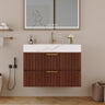 30" Modern Floating Bathroom Vanity with Seamless Sintered Stone Top & Ceramic Basin – 2 Soft-Close Drawers, Wall-Mounted