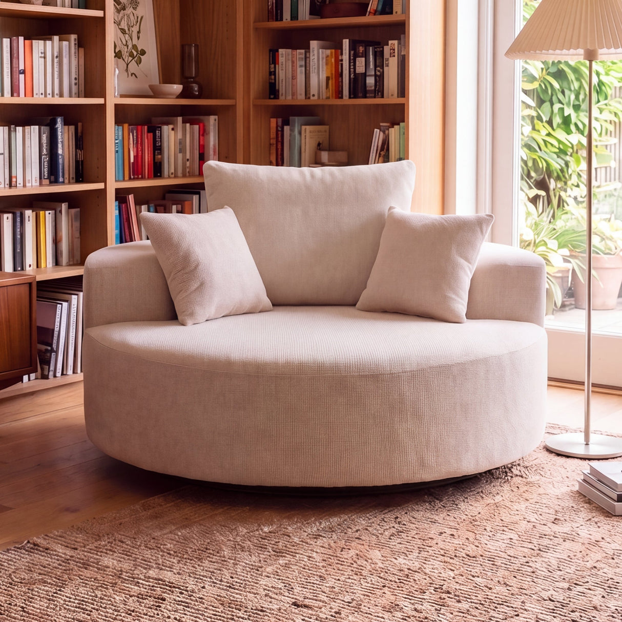 55" Oversized Round Swivel Chair