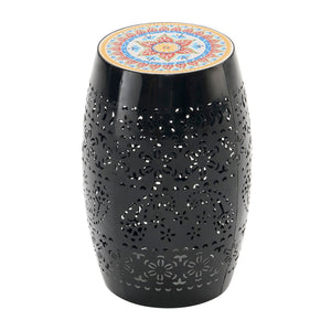 Ruby Boho Mosaic Side Table with Ceramic Tile Top