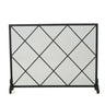 Minimalist Single Panel Iron Fireplace Screen With Diamond Design
