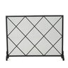 Minimalist Single Panel Iron Fireplace Screen With Diamond Design