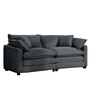 Modern 2 Seater With 4 Pillows, Upholstered Deep Seating Loveseat