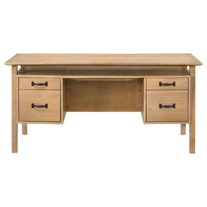 Goodson 64-inch 4-Drawer Double Pedestal Computer Desk Distressed Light Brown