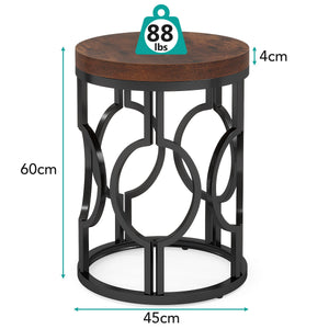 Round End Table Nightstand For Living - Brown / Black
