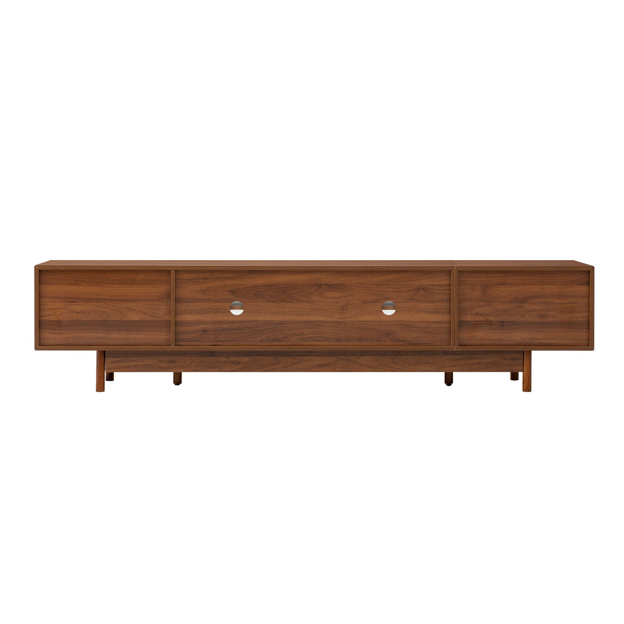 Modern TV Stand With Fluted Glass Doors & 2 Drawers