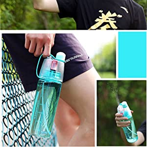 2-Pack Hydration Water Bottle with Spray Mist 600ML
