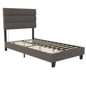Paloma - Twin Bed With Dual USB Port - Linen