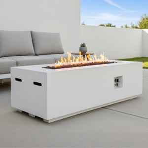 Outdoor Rectangle Propane Fire Pit Table 60 Inch, White