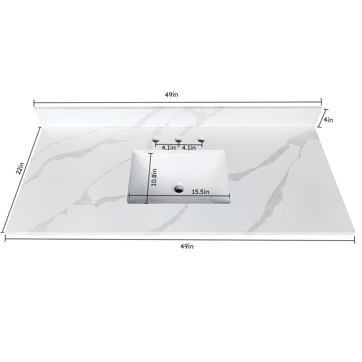 49-Inch Quartz Bathroom Vanity Top