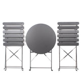 3 Pieces Patio Bistro Balcony Metal Chair Table Set - Gray