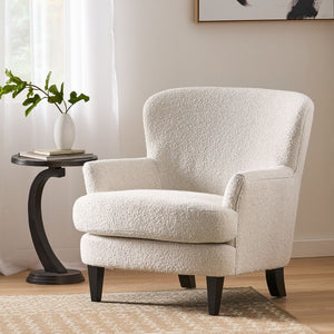 Melodique Boucle Fabric Upholstered Club Chair With Tapered Legs