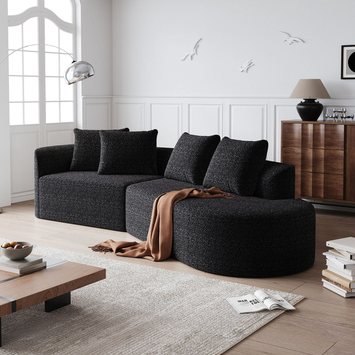 Upholstered Oversized Sectional Sofa - 4 Seater