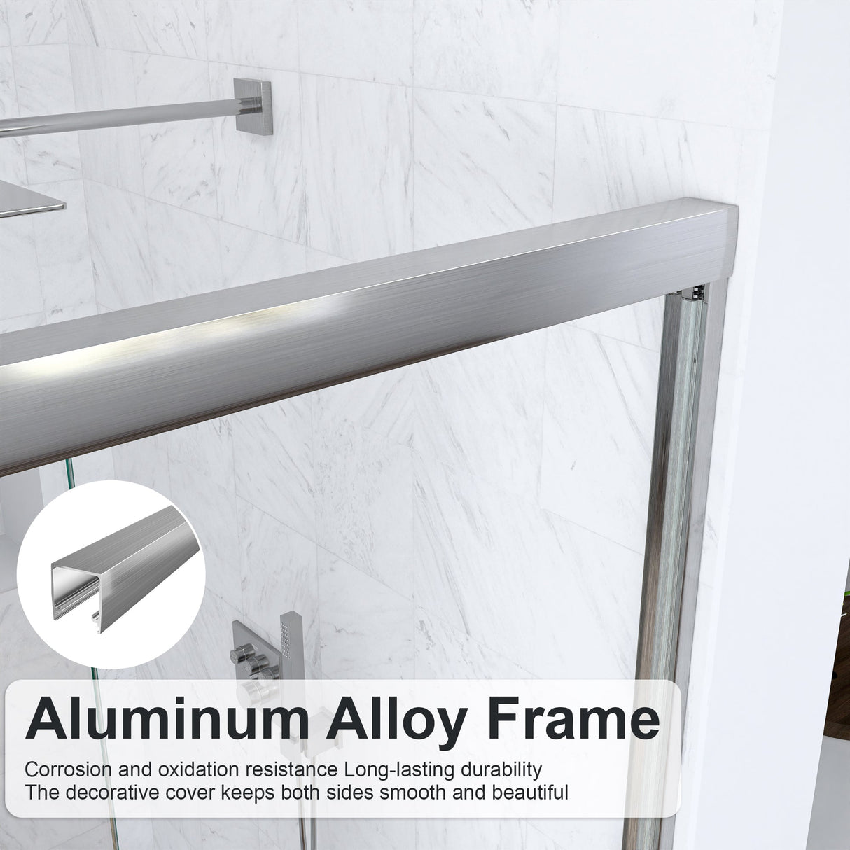 56-60"W x 60"H Semi-Frameless Double Sliding Shower Door