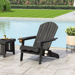 Zenithia Outdoor Foldable Adirondack Chair With 2 Cup Holders