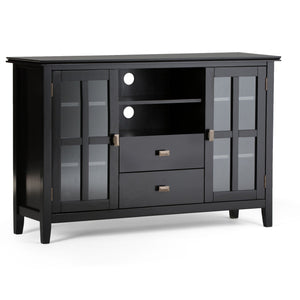 Handcrafted Tall TV Media Stand with Glass Doors and Storage - Multiple Colors