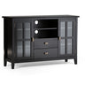 Handcrafted Tall TV Media Stand with Glass Doors and Storage - Multiple Colors