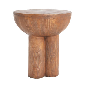 Iris Outdoor Patio Three-Legged Wood-Grain Side Table
