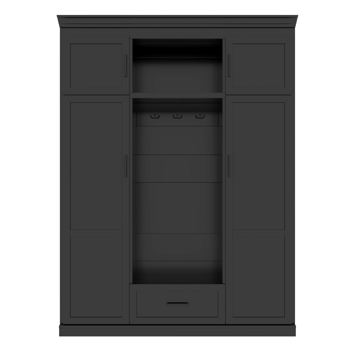 Hall Tree With Bench And 3 Hooks, Modern Entryway Storage Organizer Cabinet