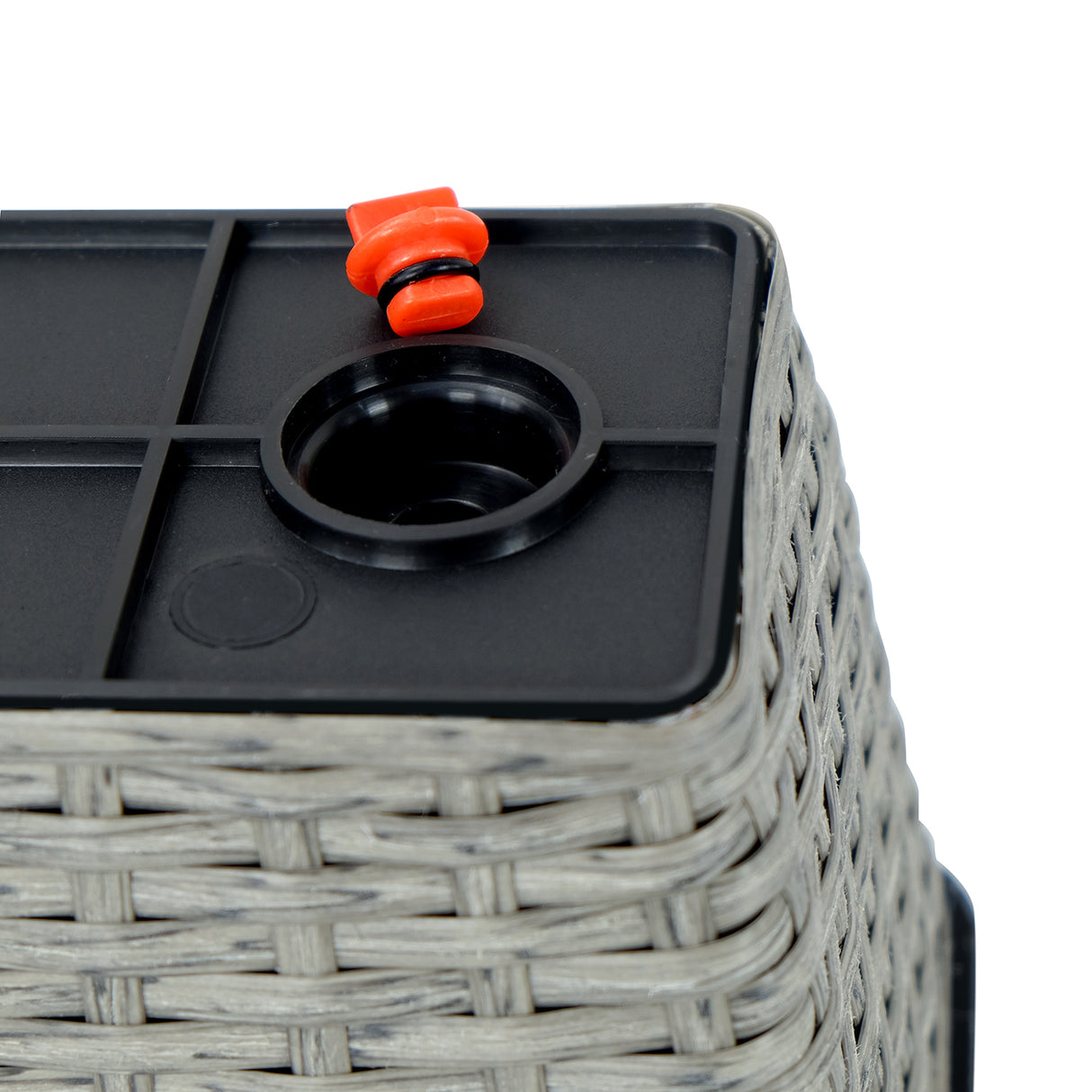 2-pack smart self-watering rectangle planter for indoor and outdoor - hand woven wicker - gray