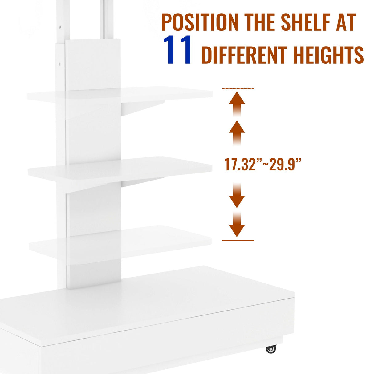 Adjustable Height Mobile TV Cart