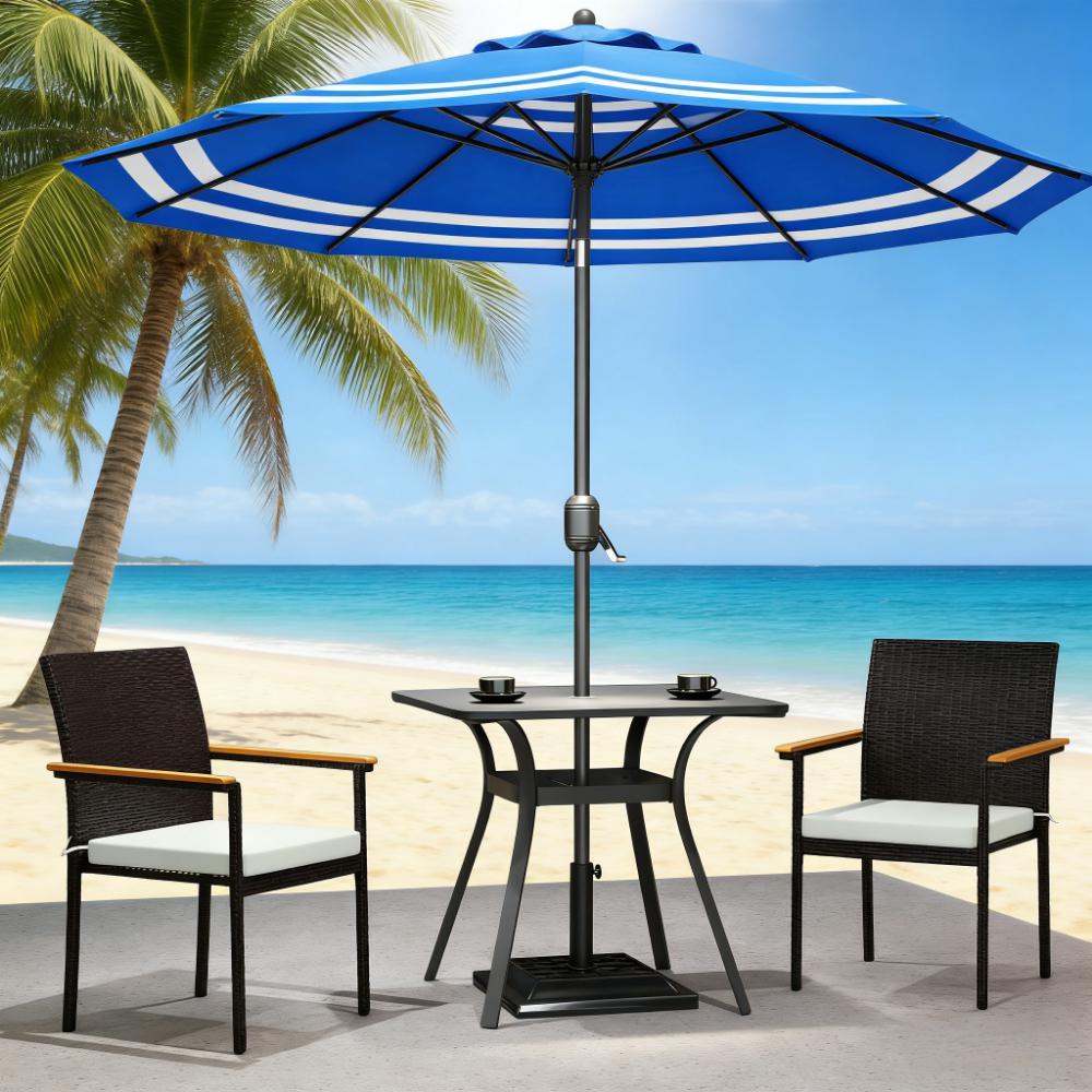 Set of 2 Patio Wicker Dining Chairs with Backrest and Armrests