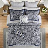 12 Piece Comforter Set with Cotton Bed Sheets Navy King