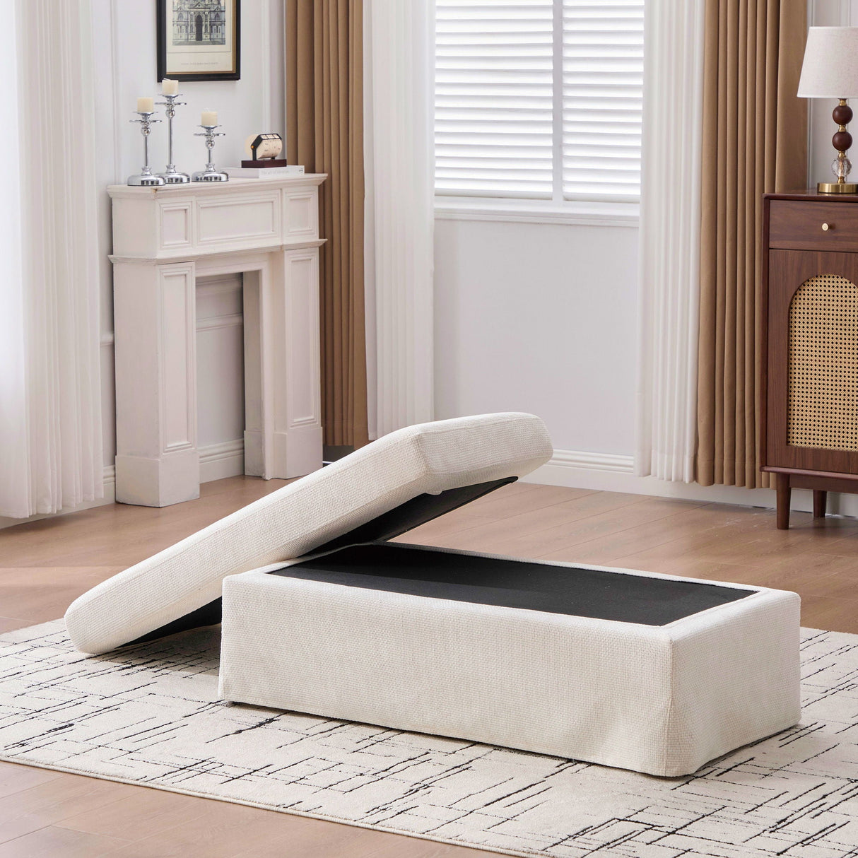 Ottoman Foot Stool With Metal Legs