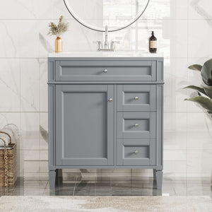 Bathroom Vanity With Top Sink, Storage Cabinet, 2 Drawers, Tip Out Drawer