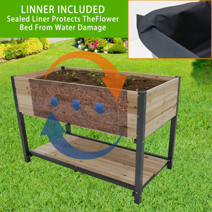 45" Iron-Wood Combined Growing Beds With Feet and Storage Racks