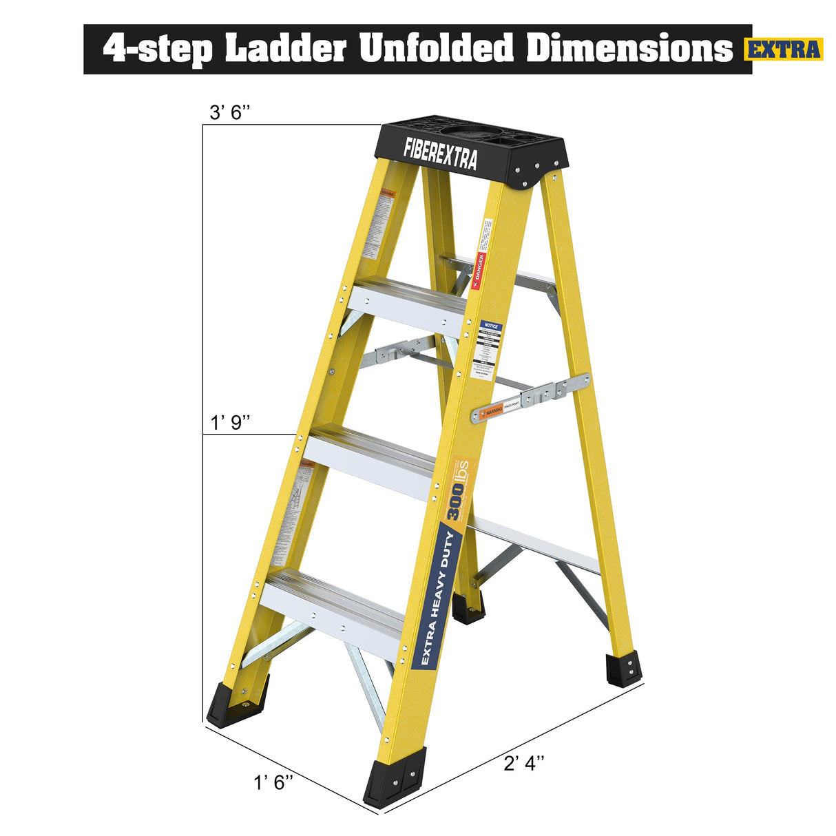 Fiberglass Reinforced Single Side Ladder – 4-Step