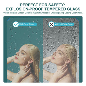 Modern Single Slide Shower Door, Tempered Glass, Stainless Steel Frame