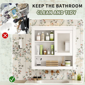 Wall-Mounted Bathroom Cabinet With Mirror And Adjustable Shelves