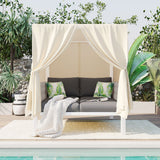 Outdoor Patio Sunbed with Curtains High Comfort Suitable for Multiple Scenarios