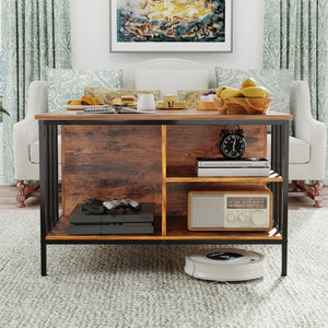 Lift Top Coffee Table With Storage Adjustable Height - Black