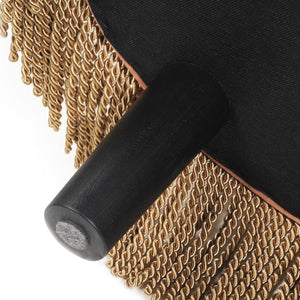 Yolanda 24" Round Upholstered Accent Ottoman, Peach Orange Velvet with Gold Trim