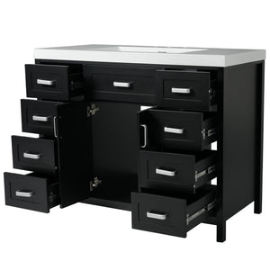 Bathroom Vanity With Sink, 2 Doors 8 Drawers, Soft Close System, Classic Design