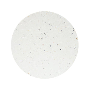 Outdoor Terrazzo Concrete Drum End Table, Living Room Accent Table - White Terrazzo