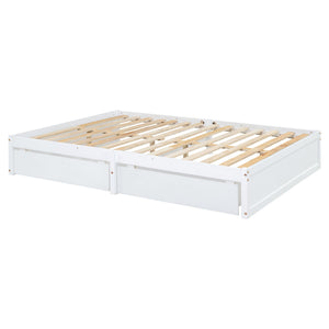 Daybed With Fence Guardrails And 2 Drawers, Split Into Independent Floor Bed & Daybed