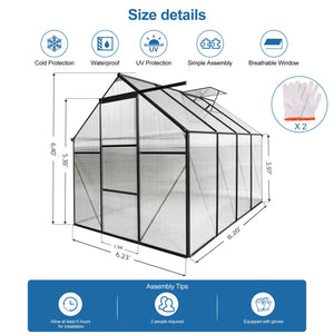 Polycarbonate house Raised Base And Anchor Aluminum Heavy Duty Walk-In houses For Outdoor Backyard In All Season