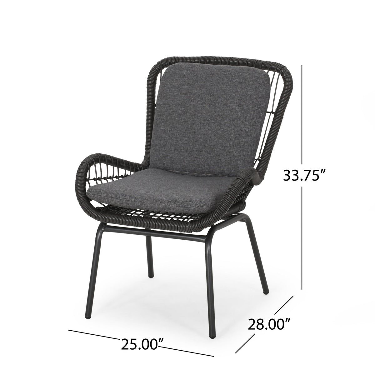 Outdoor Wicker Club Chair With Cushions (Set of 2)