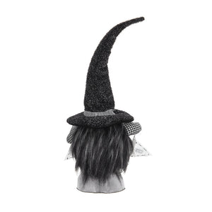 Set of 2 Black Fabric Gnomes with 'Boo' Banner