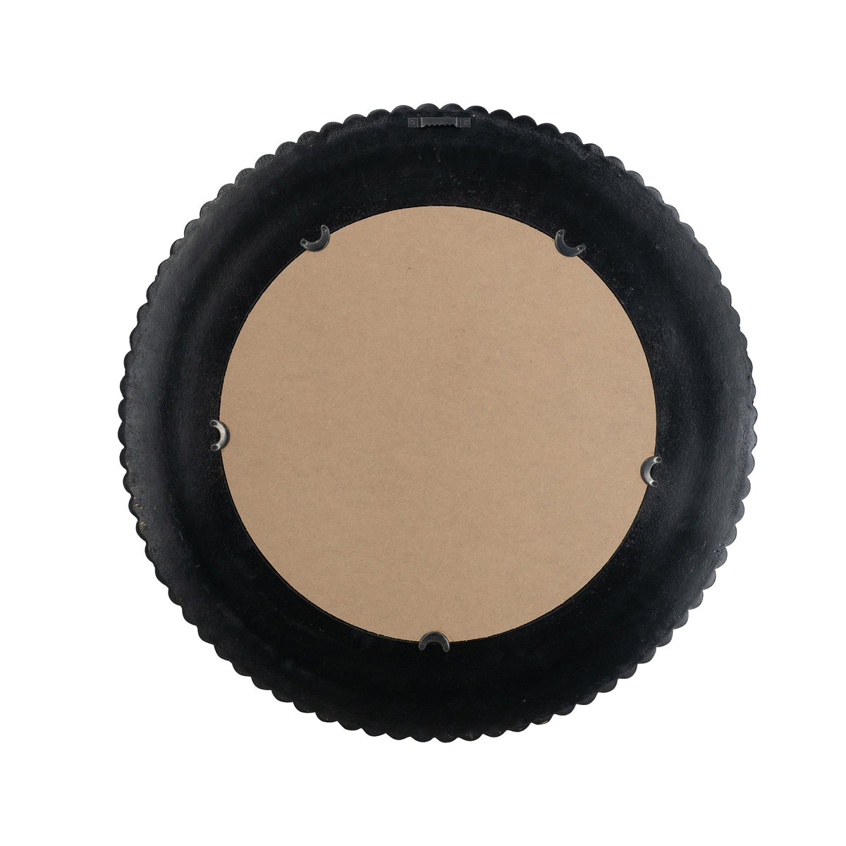 Round Black and Gold Wooden Accent Mirror with Woven Texture - 26.5"