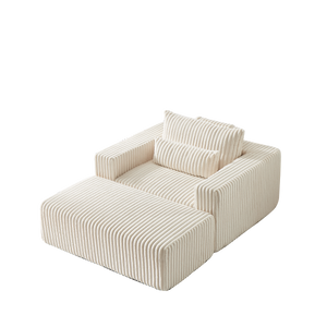 75-Inch Corduroy Sofa Lounge Chair with Removable Footrest