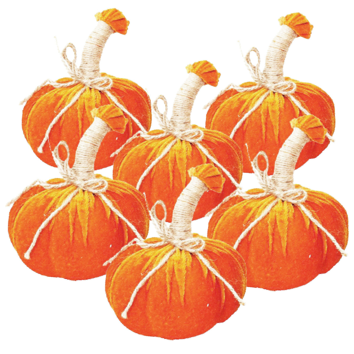 Handcrafted Farmhouse Harvest Pumpkins Set of 6 - Fabric Accent Poufs