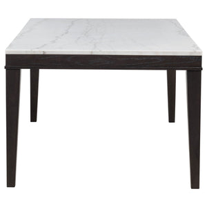 Averill 7-piece White Marble Top Dining Set Dark Grey and Coffee Bean