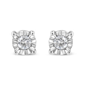 10K Yellow Gold Plated .925 Sterling Silver 1/10 Cttw Round Brilliant-Cut Diamond Miracle-Set Stud Earrings (J-K Color, I3 Clarity)